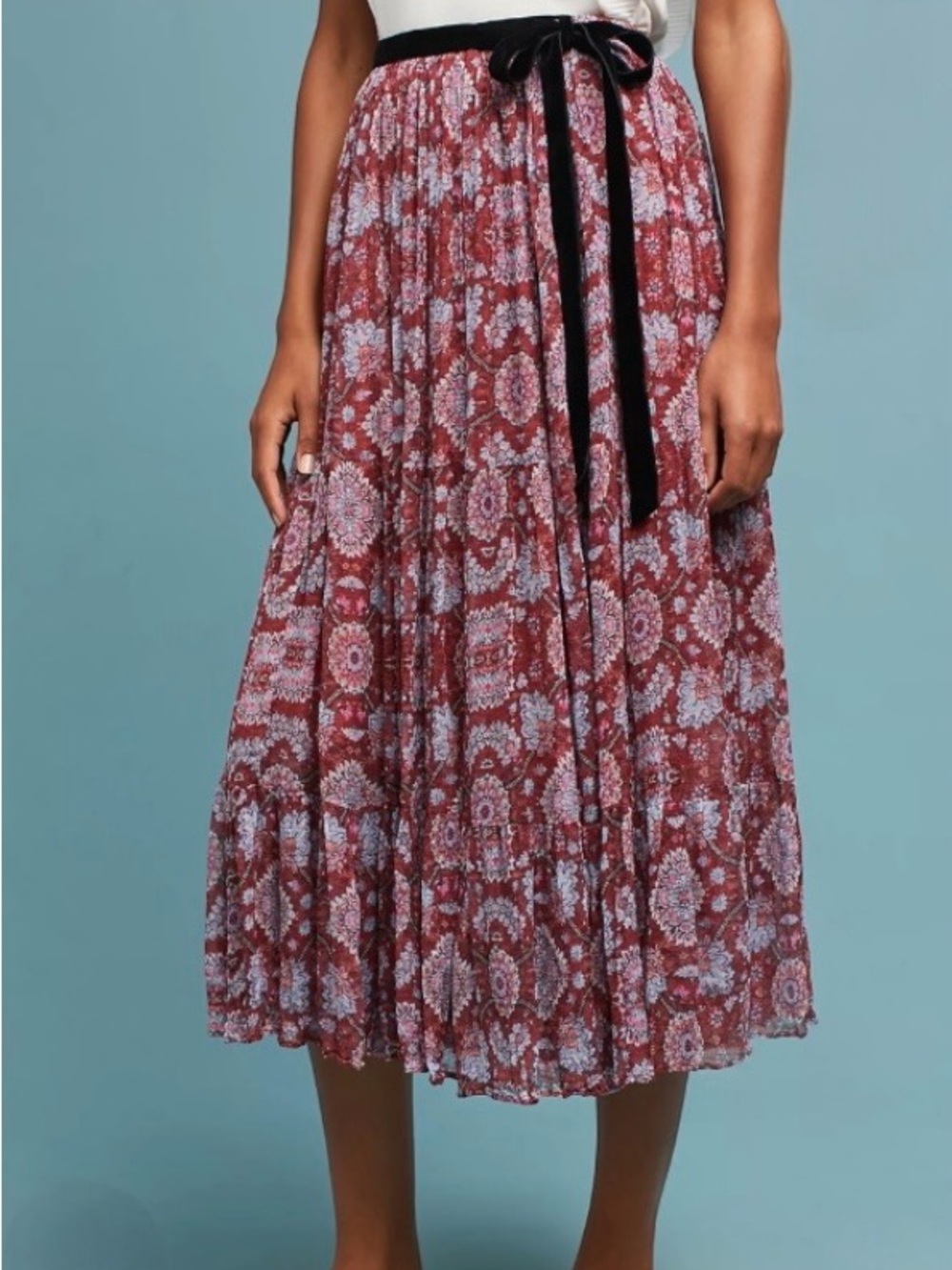 Ne Quittez Pas Anthropologie Wrap Chiffon Midi Maxi Skirt Small Rusty